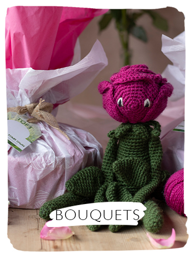 Tissue wrapped bouquet crochet flower 